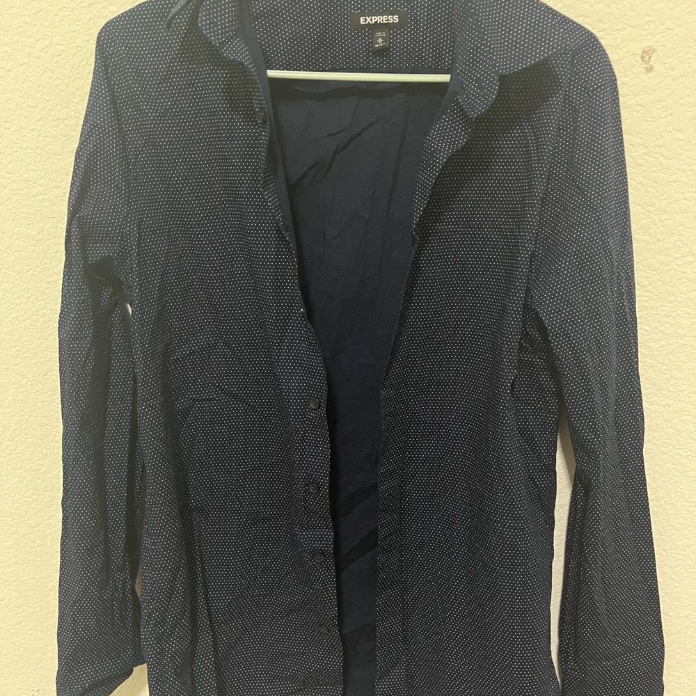 Express Blue Slim Button Down Shirt